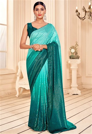 teal art silk designer sarees