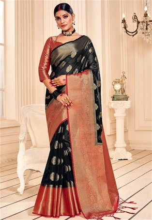 black banarasi silk designer sarees