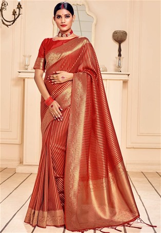 red banarasi silk designer sarees