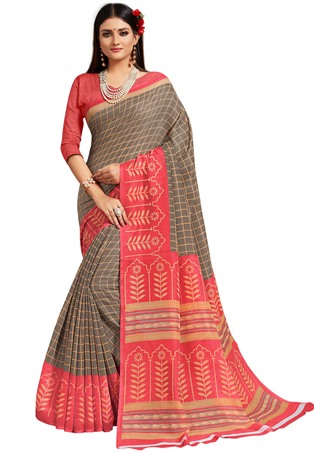 red linen designer sarees