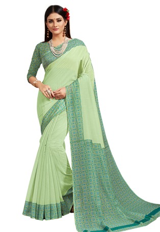 green linen designer sarees