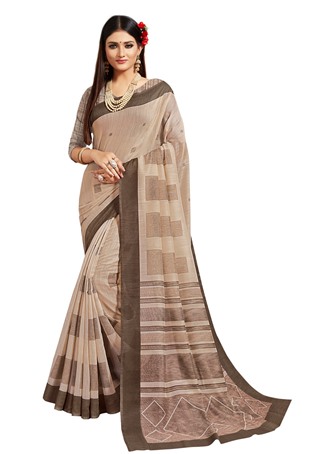 brown linen designer sarees