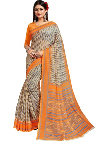 orange linen designer sarees