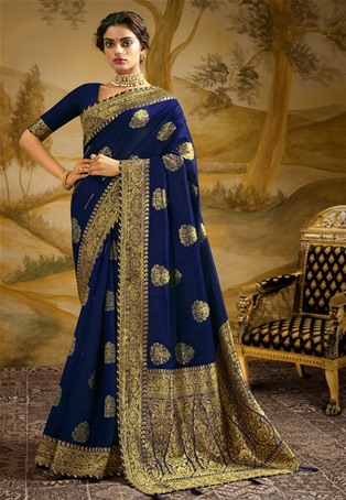 nevy blue art silk designer sarees