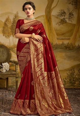 maroon art silk designer sarees