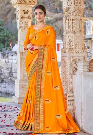 musterd vichitra silk designer saree