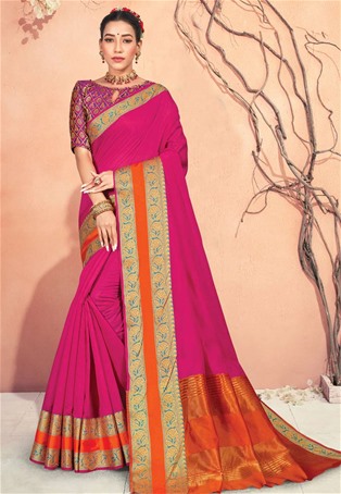 pink cotton handloom saree
