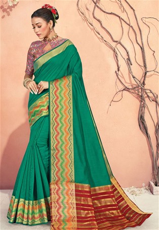 green cotton handloom saree