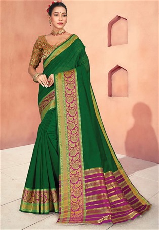 green cotton handloom saree