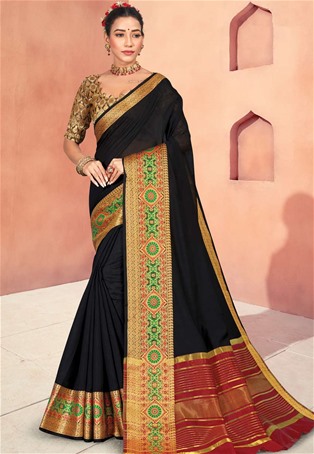 black cotton handloom saree