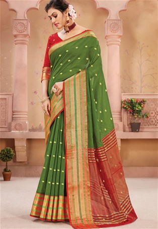 green handloom silk saree