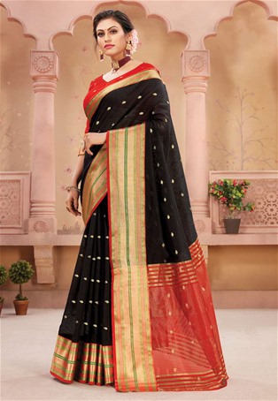 black handloom silk saree